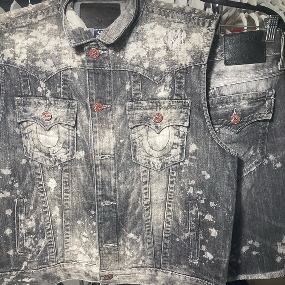 Rare True Religion denim vest/short set in “Deep Base” - Picture 4 of 9